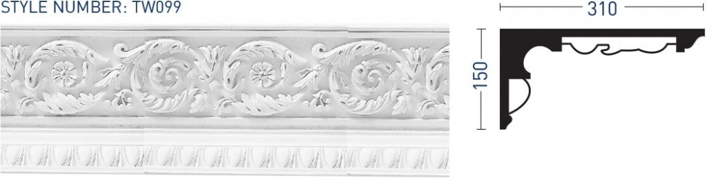 Enriched Cornice TW099 - Thomas & Wilson London Cornicing Coving Plasterwork